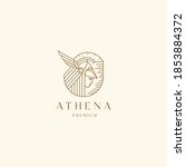 Goddess greek athena line art logo icon design template. Elegant, luxury, premium vector