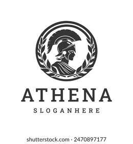 Goddess greek athena logo icon design template.