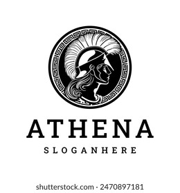 Diosa griega athena logo icono diseño Plantilla.