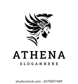 Diosa griega athena logo icono diseño Plantilla.