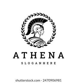 Diosa griega athena logo icono diseño Plantilla