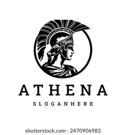 Diosa griega athena logo icono diseño Plantilla