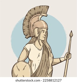 Goddess Greek Athena vector illustration design.