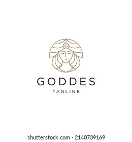 Goddess Greek Beauty Line Logo  Icon Design Vector