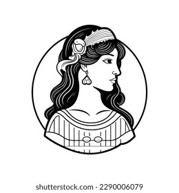 Goddess Hestia or Vesta, Hand drawn illustration.