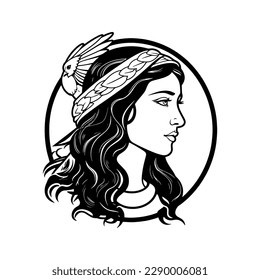 Goddess Hestia or Vesta, Hand drawn illustration.