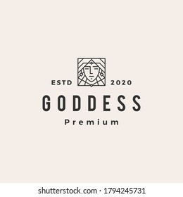 goddess hipster vintage logo vector icon illustration