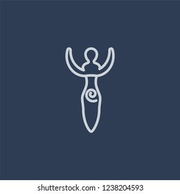 Goddess icon. Trendy flat vector line Goddess icon on dark blue background from Religion collection. 