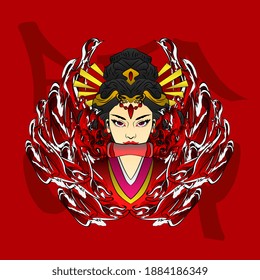 goddess, illustration design for sukajan is mean japan traditional cloth or t-shirt with digital hand drawn Embroidery Men T-shirts Summer Casual Short Sleeve Hip Hop T Shirt Streetwear