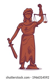 The goddess of justice Themis Cartoon Illustration