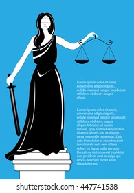 Goddess of justice Themis. Femida vector. Goddess of justice Femida with balance and sword. Themis statue