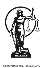 The goddess of justice Themis symbol, logo.