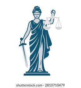 The goddess Justitia holding scales and sword symbolizing justice and law