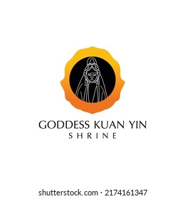 Goddess kuan yin  logo icon design vector 