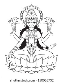 Goddess Lakshmi Brings Wealth Prosperity Vector Stock Vector (Royalty ...