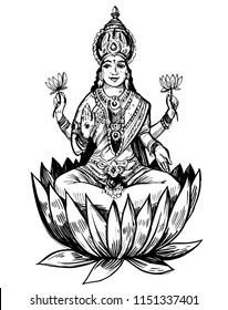Goddess Lakshmi. Diwali. Hand drawn vector