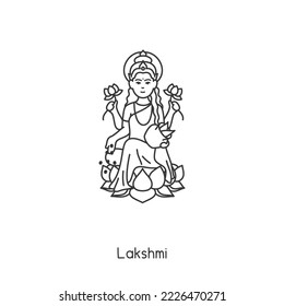 Goddess Lakshmi of the Indians Faith kawaii doodle flat cartoon vector illustration