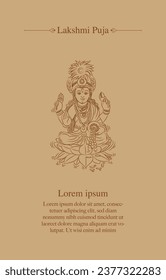 goddess lakshmi line Zeichnung Illustration zum Diwali Festival