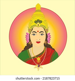 Goddess Lakshmi Lotus On Hair Red Stock Vector (Royalty Free ...