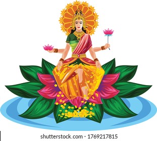 Goddess Lakshmi vector art and illustration