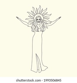Goddess Line art set. Feminine energy