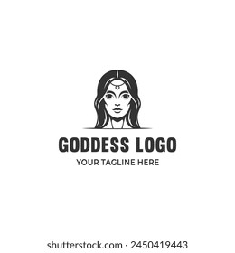 The goddess logo is made in a simple and modern style, suitable for brand logos that operate in the beauty sector and the like.