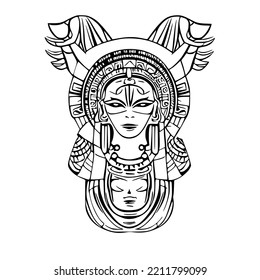 Goddess Mayan Tribal Tattoo Design Vector Stock Vector (Royalty Free ...