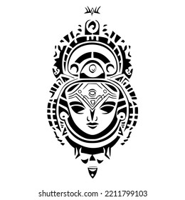 Goddess Mayan Tribal Tattoo Design Vector