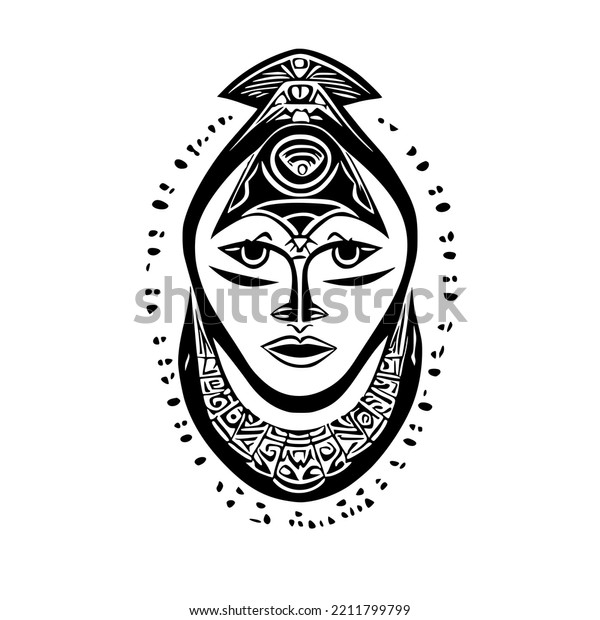 Goddess Mayan Tribal Tattoo Design Vector Stock Vector (Royalty Free ...