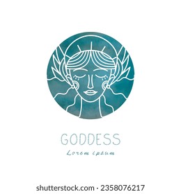 goddess outline watercolor background logo 