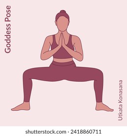 Goddess pose. Young woman practicing Yoga pose. Woman workout fitness, aerobic and exercise