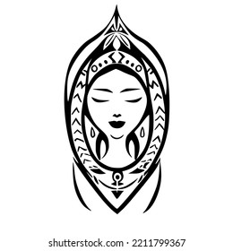 Goddess Primitive Tribal Tattoo Design Vector