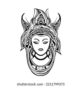 Goddess Primitive Tribal Tattoo Design Vector