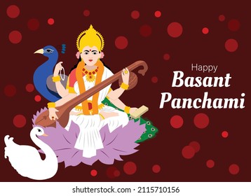 Goddess Saraswati On The Festival Of Happy Basant Vasant Panchami svg