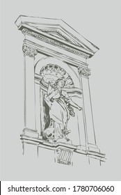 Goddess of science statue, vector graphic illustration