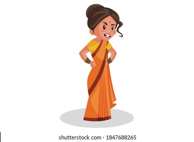 Goddess Sita is getting angry  Vector graphic illustration  Individually white background 