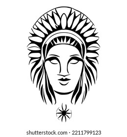 Goddess Traditional Tribal Tattoo Design Vector
