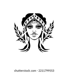 Goddess Traditional Tribal Tattoo Design Vector