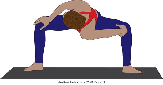 Goddess twist pose (twisting variation) yoga vector