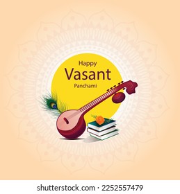 Goddess of Wisdom Saraswati for Vasant Panchami India festival background