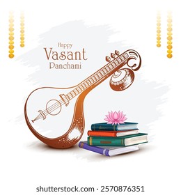 Goddess of wisdom saraswati for vasant panchami India festival background