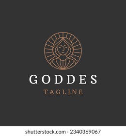 Goddess woman logo design template flat vector