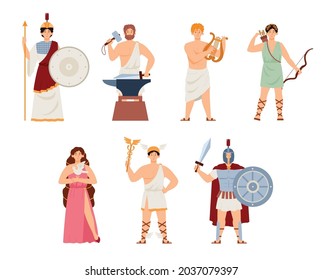 Goddesses Gods Ancient Greek Mythology Set Stock Vector (Royalty Free ...