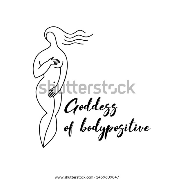 Goddness Bodypositive Silhouette Beautiful Nude Woman Stock Vector Royalty Free