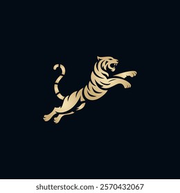 Goden Jumping Tiger Panther Lion Logo Design For All Company