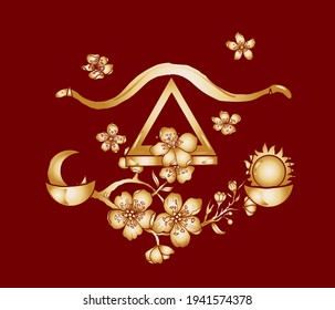Goden Zodiac Signs Set Of Horoscope Symbols Astrology Icons Collection.Zodiac signs such as a aries, taurus, gemini, cancer, leo, virgo, libra, scorpio, sagittarius, capricorn, aquarius, pisces. 