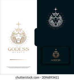 Godess beauty logo template vector