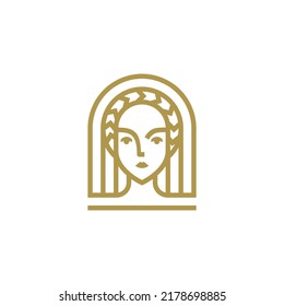 godess logo template, ancient woman face