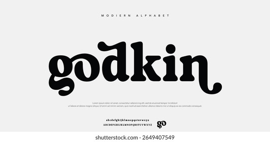 GODKIN  Font Uppercase Lowercase and Number. Classic Lettering Minimal Fashion Designs. Typography modern serif fonts regular decorative vintage concept. vector illustration	