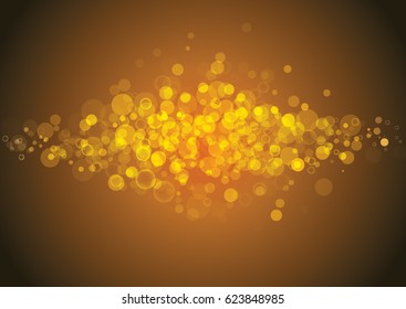 Godl glitter sparkles rays lights bokeh abstract christmas background. Vector background. 
